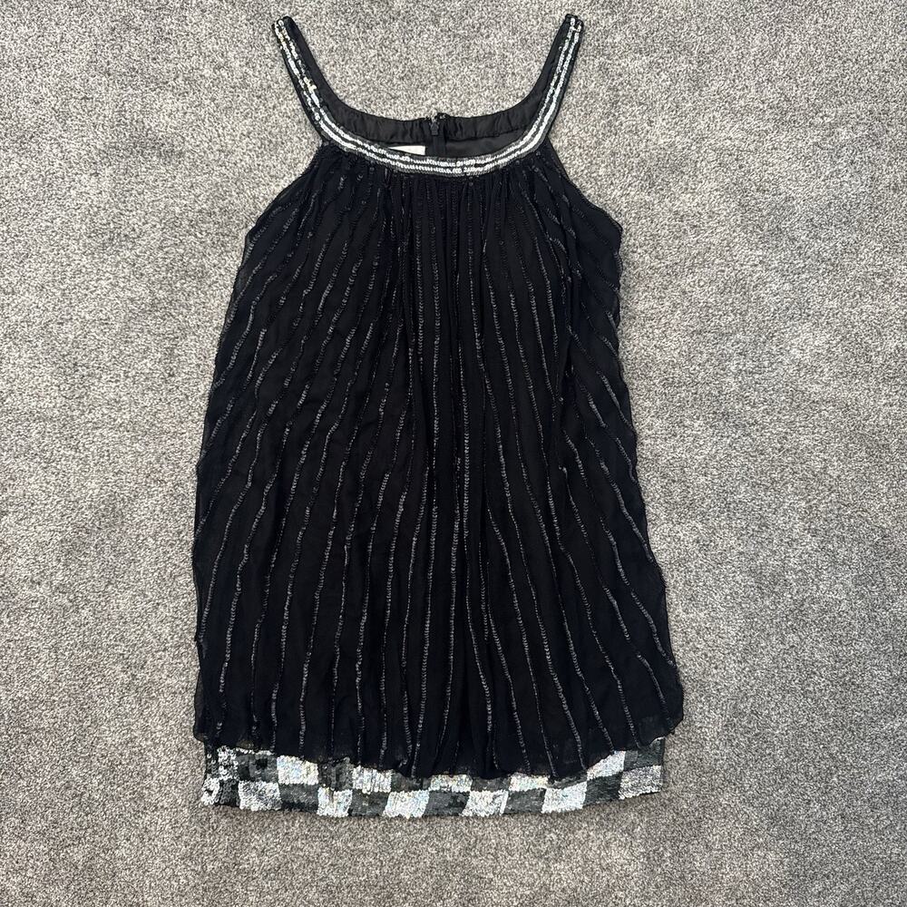 Glam Gurlz Silk Micro Mini Dress 10 Vintage YK Glam Gatsby Flapper Party Sequins